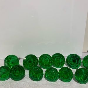 12 vintage  green crystal cut cabinet knobs